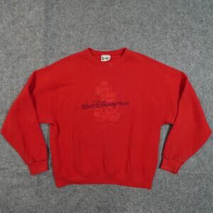 Vintage Disneyland Sweatshirt Womens Large? Unisex 90s Mickey Retro USA Red